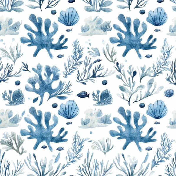 Download Watercolor Marine Pattern with Corals and Fish Patterns Online ...