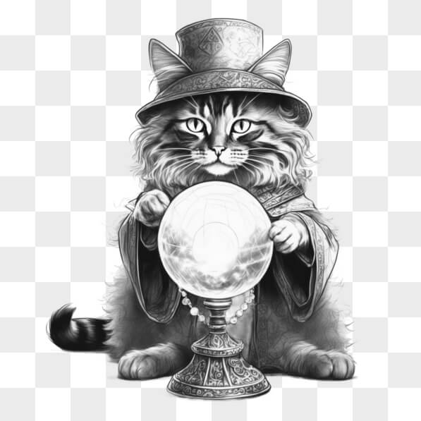 Download Whimsical Cat Fortune Teller with Crystal Ball Sketches Online ...