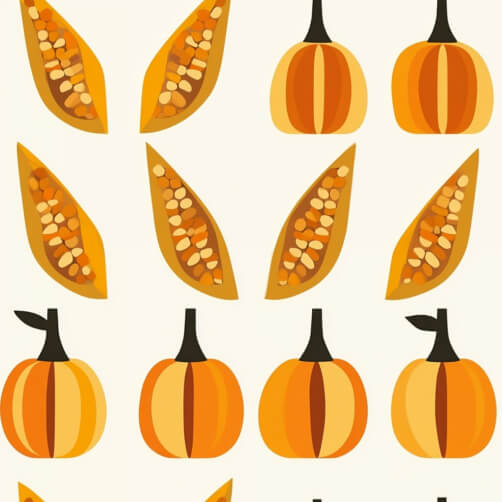 Stylized Pumpkins and Seeds Pattern Stylized Pumpkins and Seeds Pattern thumbnail