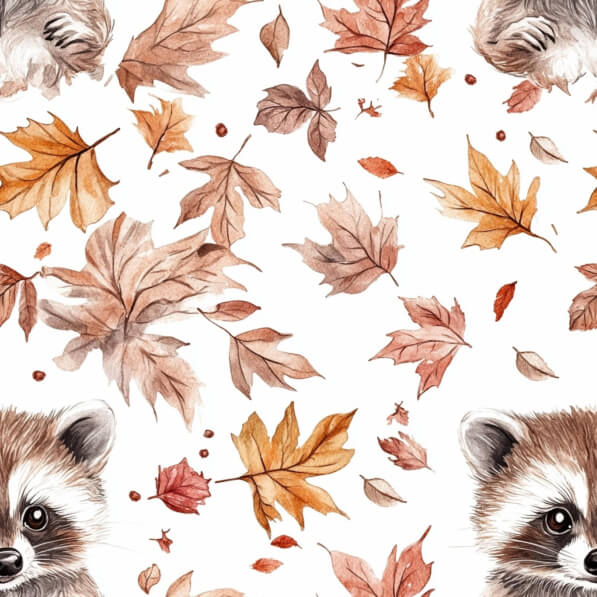 Fall Raccoon Patterns Download Raccoons among Autumn Leaves Patterns Online - Creative Fabrica