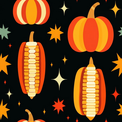 Autumn Harvest Pattern with Pumpkins and Corn Autumn Harvest Pattern with Pumpkins and Corn thumbnail
