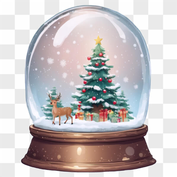 Download Christmas Snow Globe with Tree and Reindeer Cartoons Online ...