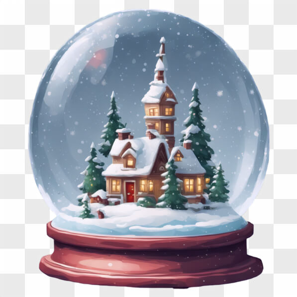 Download Winter Snow Globe with Cozy House and Trees Cartoons Online ...