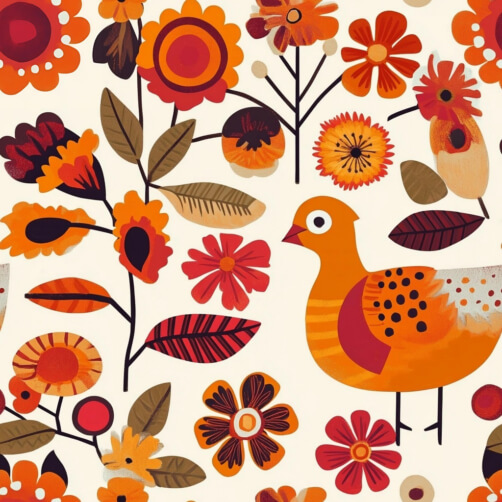 Colorful Floral Pattern with Bird Colorful Floral Pattern with Bird thumbnail