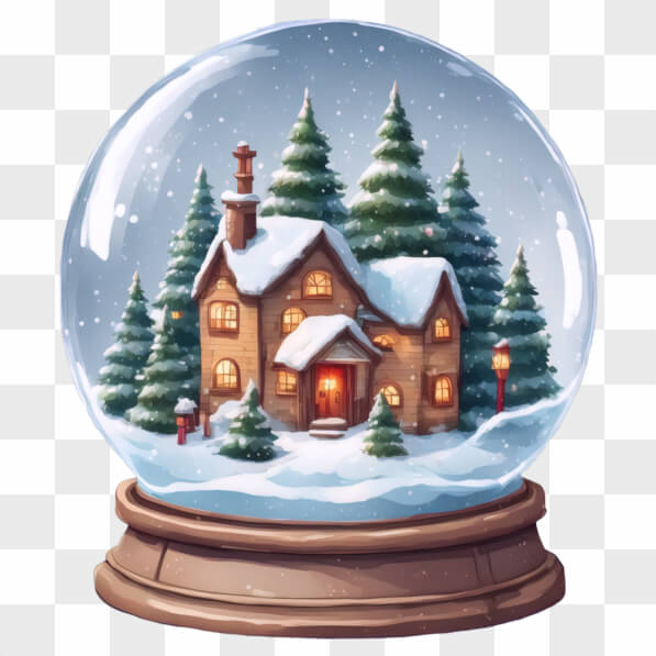 Download Snow Globe with Cozy House and Pine Trees Cartoons Online ...
