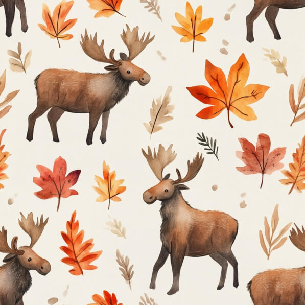 Moose Patterns Download Whimsical Moose and Autumn Leaves Pattern Patterns Online ...