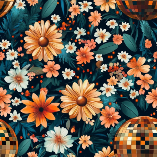 Colorful Floral Pattern with Disco Balls Colorful Floral Pattern with Disco Balls thumbnail