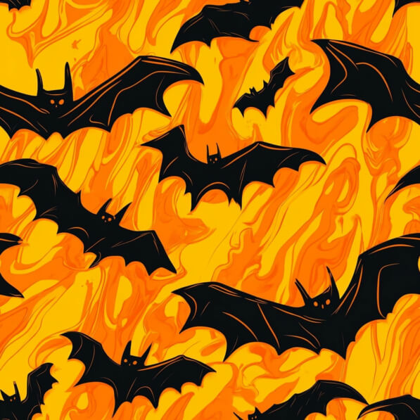 Download Pattern of Bats on Swirling Orange Background Patterns Online ...