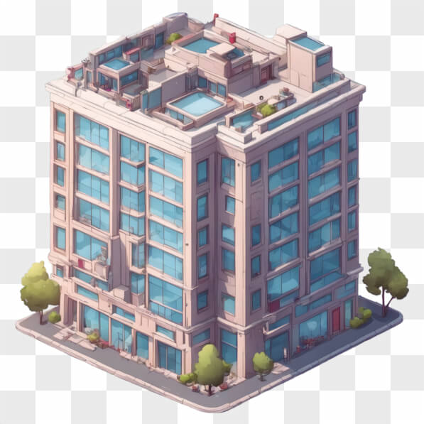 Poool Building Cartoon Download Modern Multi-Story Building with Rooftop Pools Cartoons Online ...