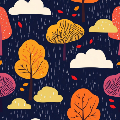Playful Autumn Pattern with Trees and Clouds Playful Autumn Pattern with Trees and Clouds thumbnail