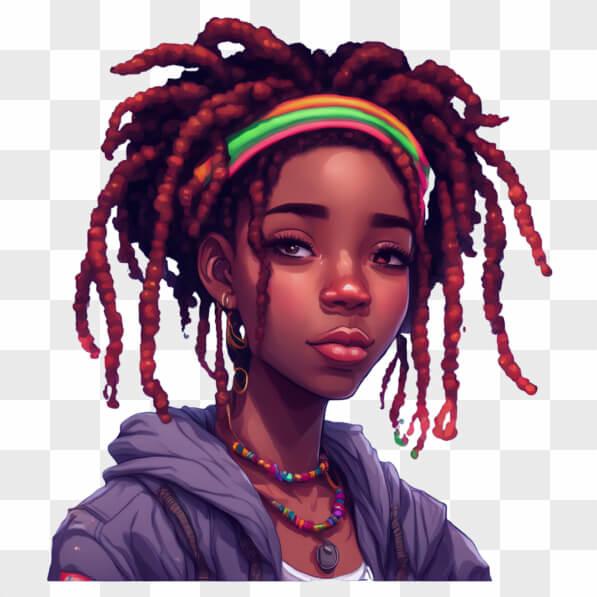 Download Portrait of a Young Girl with Dreadlocks Cartoons Online ...