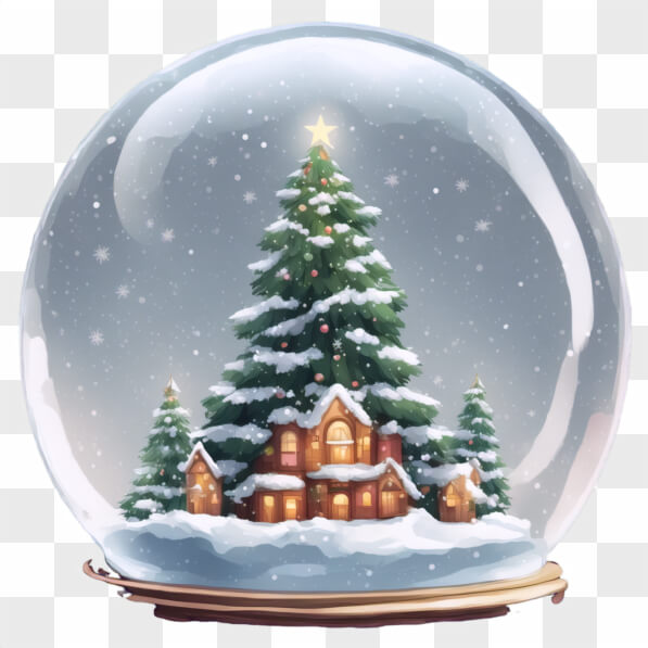 Download Christmas Snow Globe with Tree and House Cartoons Online ...