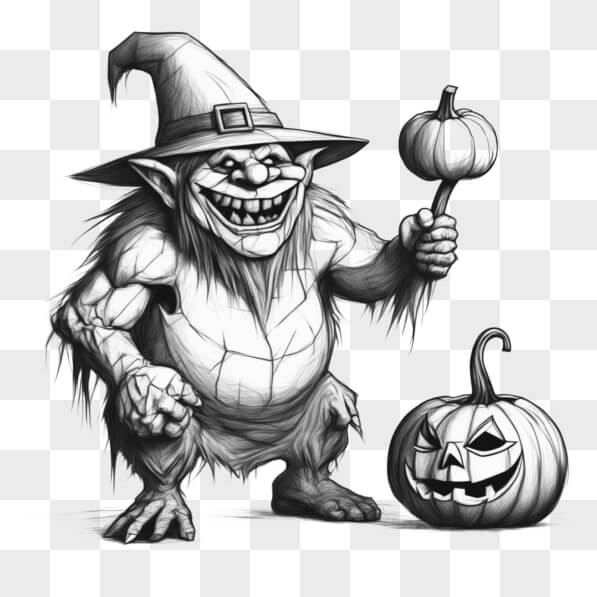 Download Whimsical Halloween Goblin with Pumpkins Sketches Online ...