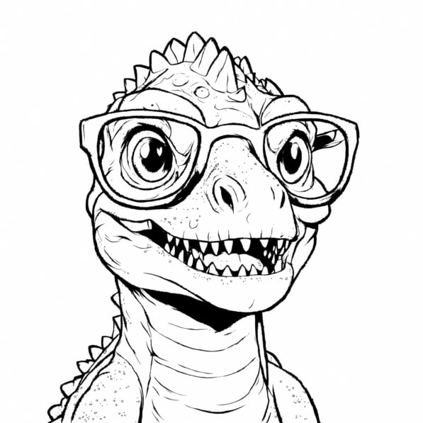 Download Cartoon Dinosaur with Glasses Coloring pages Online - Creative ...