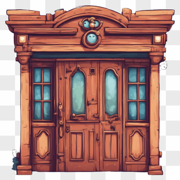 Download Whimsical Wooden Door with Unique Designs Cartoons Online ...