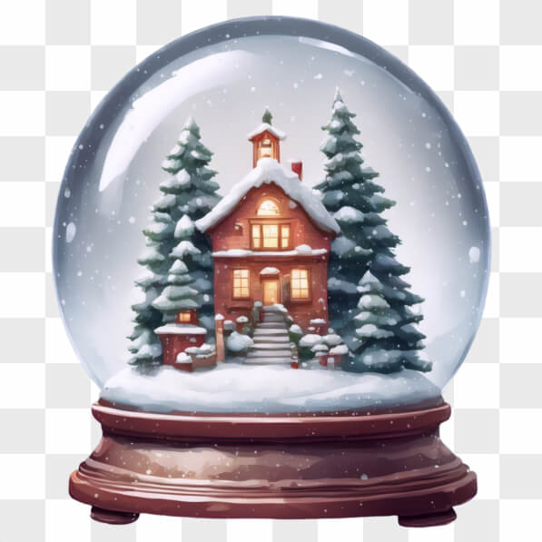 Download Snow Globe with Red House and Evergreen Trees Cartoons Online ...
