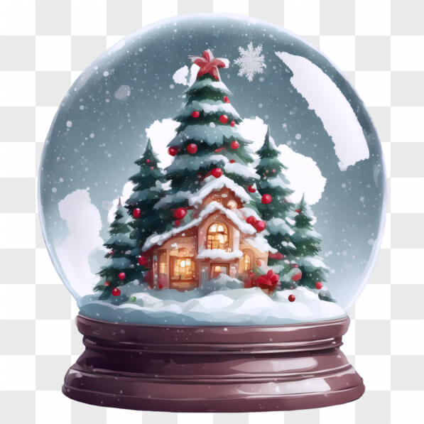 Download Snow Globe Featuring a Cozy Cabin and Snowy Landscape Cartoons ...