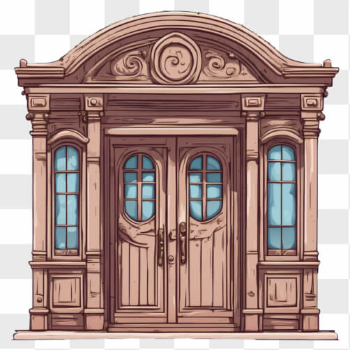 Ornate Wooden Door with Glass Panes Patterns Ornate Wooden Door with Glass Panes Patterns thumbnail