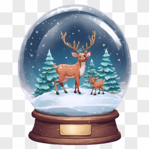 Download Whimsical Snow Globe with Deer in Winter Landscape Cartoons ...