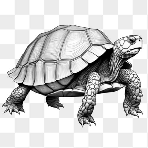 Download Detailed Black and White Illustration of a Tortoise Sketches ...