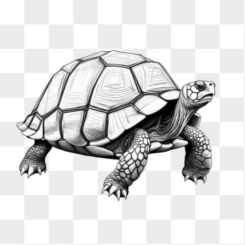 Download Detailed Black and White Illustration of a Tortoise Sketches ...