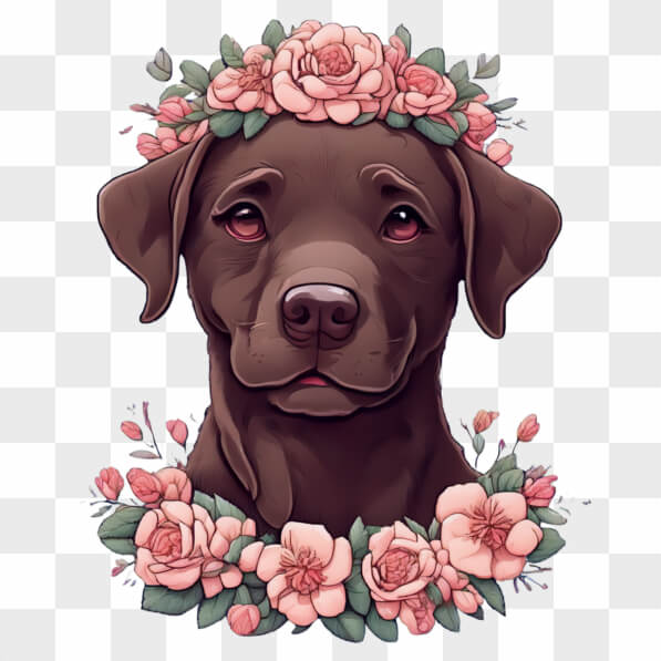 Download Illustration of a Brown Dog with Floral Crown Cartoons Online ...