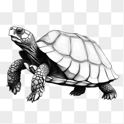 Download Detailed Black and White Illustration of a Tortoise Sketches ...