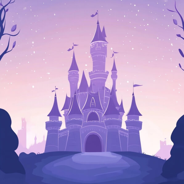 Download Whimsical Castle at Dusk Backgrounds Online - Creative Fabrica