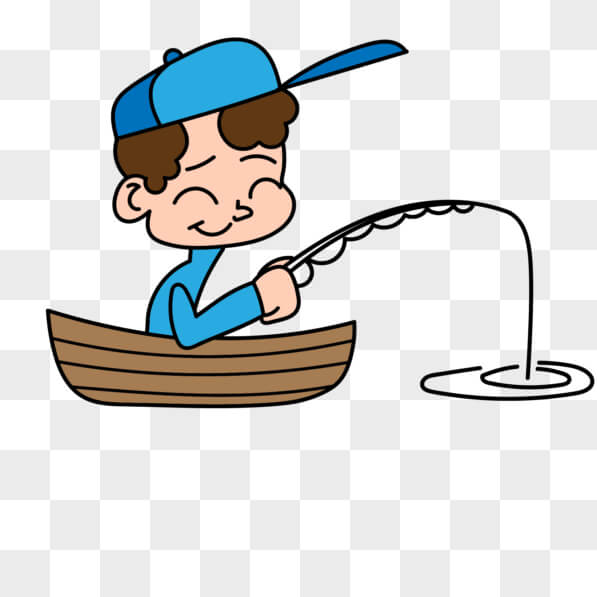 Download Happy Boy Fishing in a Small Boat PNGs Online - Creative Fabrica