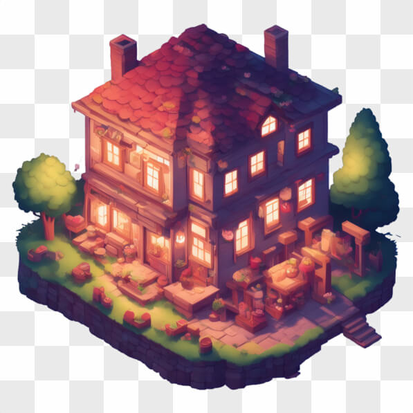 Download Charming Two-Story House with Garden Cartoons Online ...