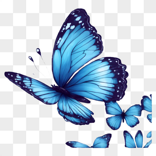 Download Blue Butterflies in Flight Cartoons Online - Creative Fabrica