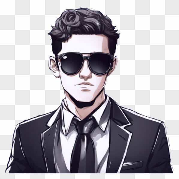 Descarga Retrato estilizado de un hombre con gafas de sol y traje ...