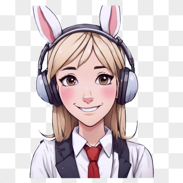 One Ear Rabbit Animation Download Animated Character with Rabbit Ears and Headphones Cartoons ...