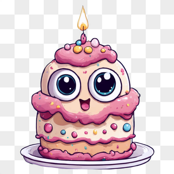 Baixe Bolo de desenho animado fofo com olhos e vela Cartoons - Creative ...