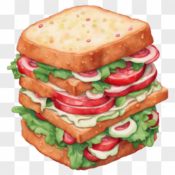 Download Stacked Sandwich with Fresh Ingredients Cartoons Online ...