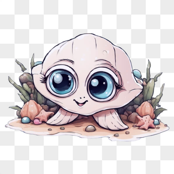 Download Adorable Cartoon Shell Creature in Underwater Environment ...