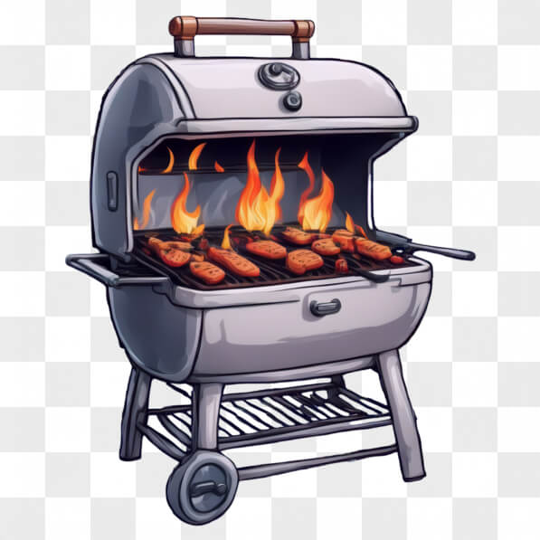Download Barbecue Grill with Sausages and Flames Cartoons Online ...