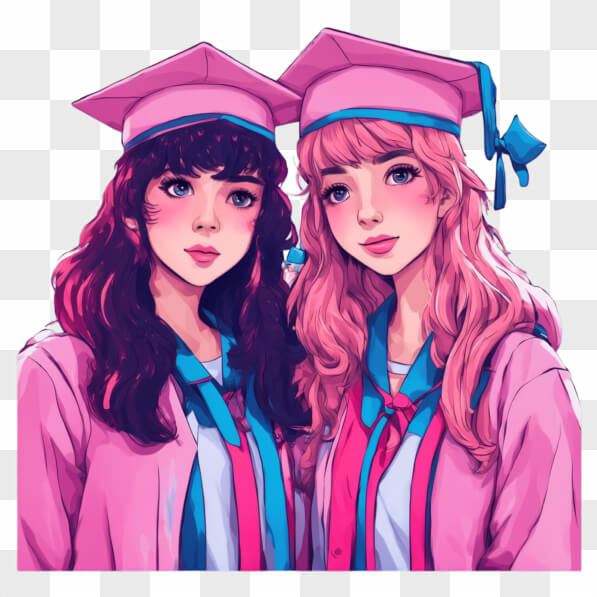 Pink Graduate Cartoon Download Graduation Celebration of Two Young Women Cartoons Online ...
