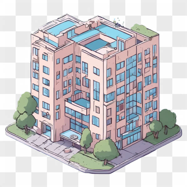 Download Modern Multi-Story Building in Urban Setting Cartoons Online ...