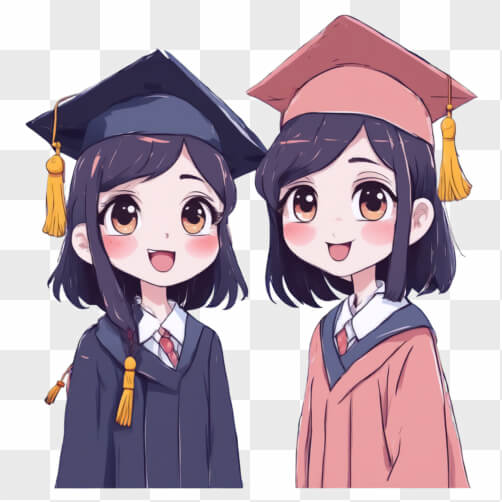 Download Graduation Celebration of Two Animated Characters Cartoons ...