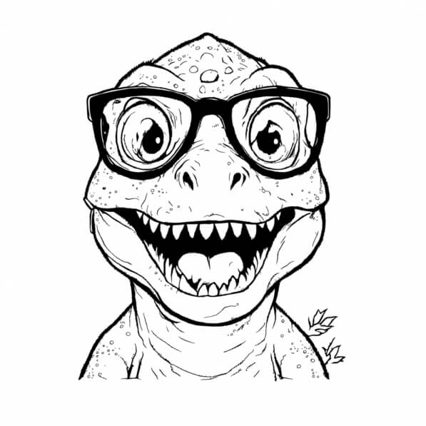 Download Cartoon Dinosaur with Glasses Coloring pages Online - Creative ...