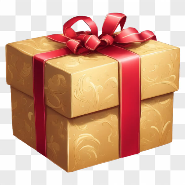 Download Elegant Golden Gift Box with Red Ribbon Cartoons Online ...
