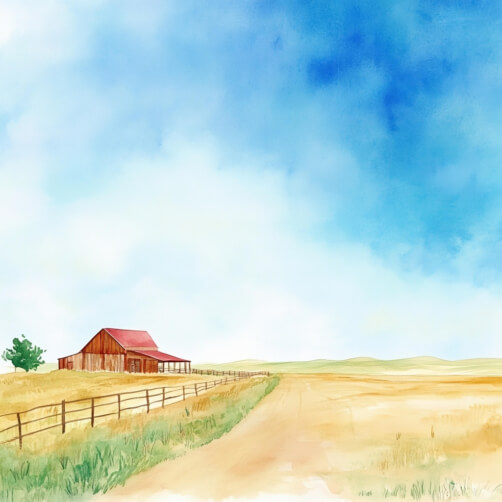 Download Rustic Barn in Golden Grassland Under Blue Sky Backgrounds ...