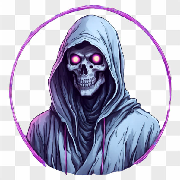 Download Eerie Skeleton in Hooded Cloak with Glowing Eyes Cartoons ...