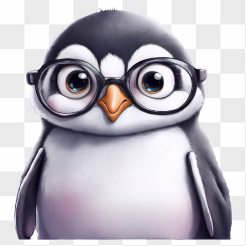 Süßer Cartoon-Pinguin mit Brille Hintergründe thumbnail