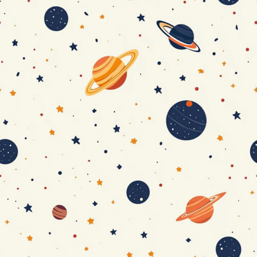Pattern Cosmico Colorato con Pianeti e Stelle thumbnail