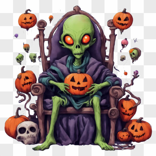 Download Whimsical Alien with Pumpkins on Halloween Cartoons Online ...