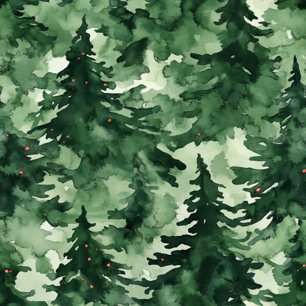 Download Lush Evergreen Forest with Red Berries Patterns Online ...