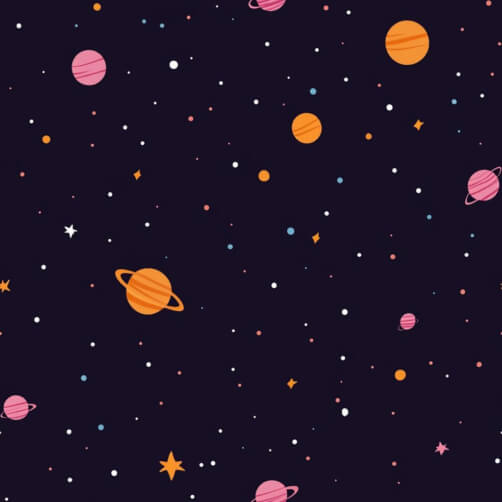 Illustrazione colorata dello spazio esterno con pianeti e stelle thumbnail