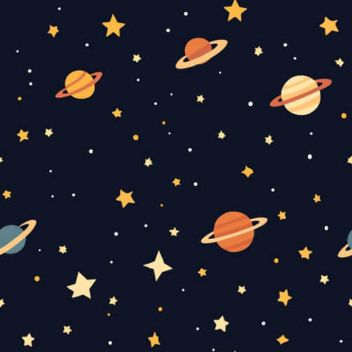 Motivo spaziale stravagante con pianeti e stelle thumbnail